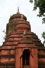 There are several other four-armed Durga sculptures during later Ganga period which give iconographic features different from the earlier ones. Out of seven images of this variety, three of which at Bhubaneswar and the rest in Prachi valley of Odisha.