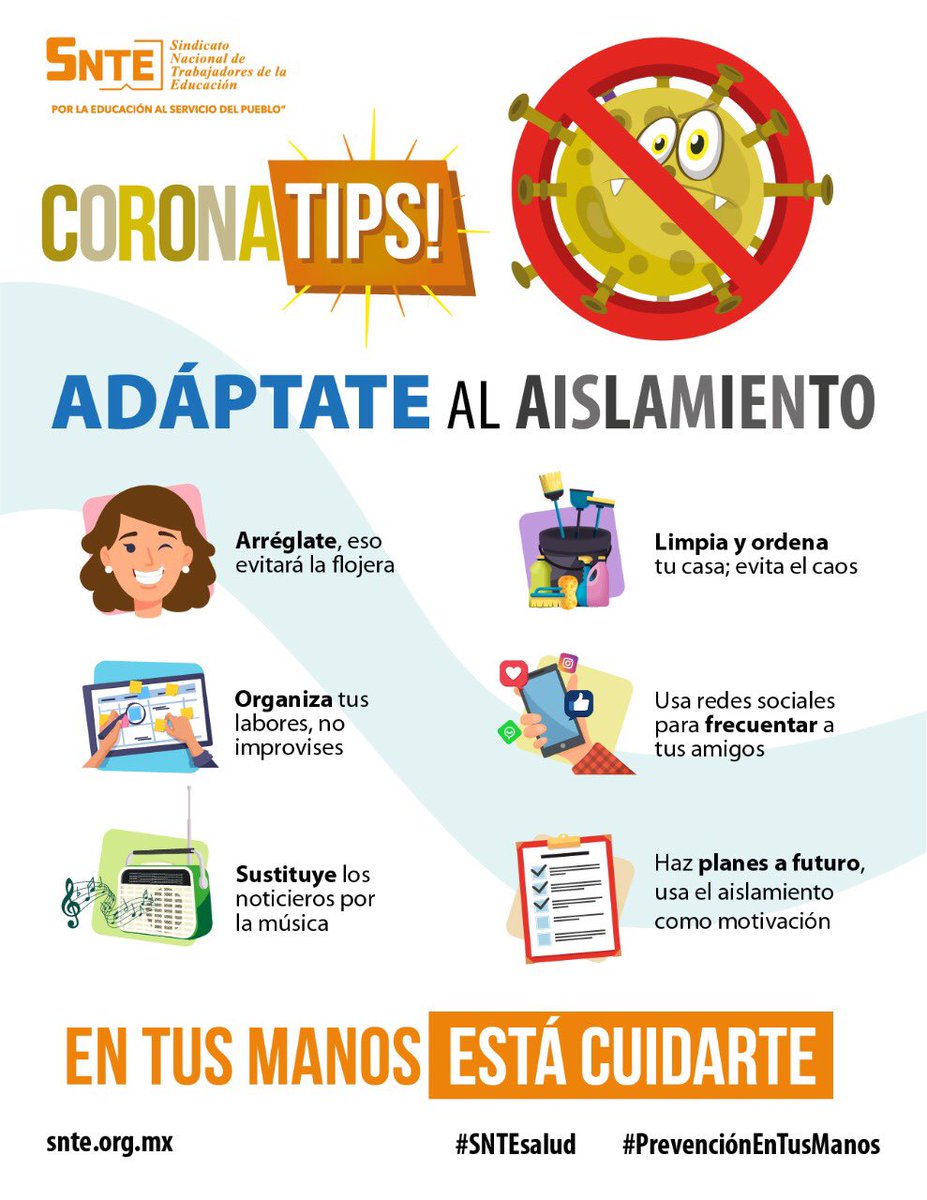 SNTE_Seccion15's tweet photo. ⚕️ #SNTEsalud ⚕️
😀 Aprovecha la #Cuarentena 🗓️ #COVIDー19 🦠 y ordena tus cosas 🥻🧥 y tu casa 🏡🌳 Olvídate del AISLAMIENTO y del #coronavirus 🦠
#BuenMiercoles México #8Abril #COVID19 #COVID #8deAbril AMLO #poderosoplus #superluna #ConvoyPlus #Covid_19 Justo #InformeEd https://t.co/DDrAyw6UN4