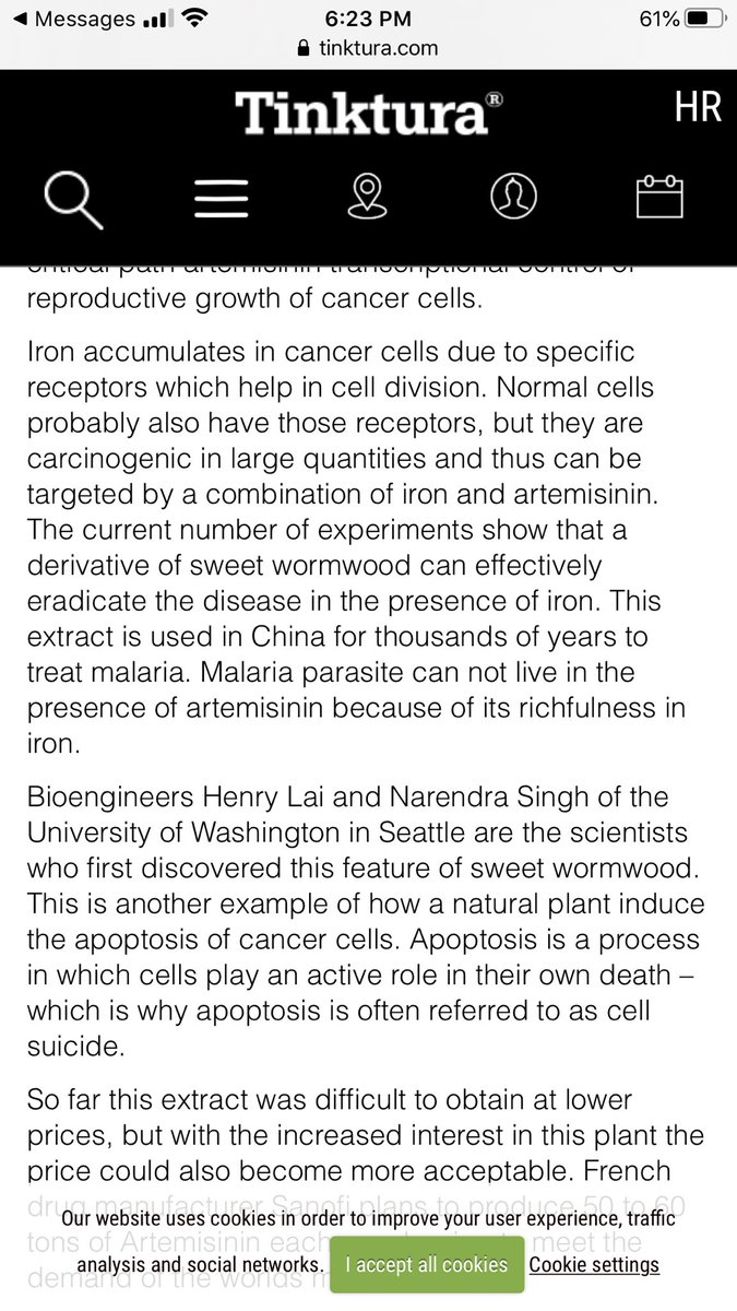 More of a side note: There also seems to be some sort of correlation between blood iron levels, wormwood and cancer...