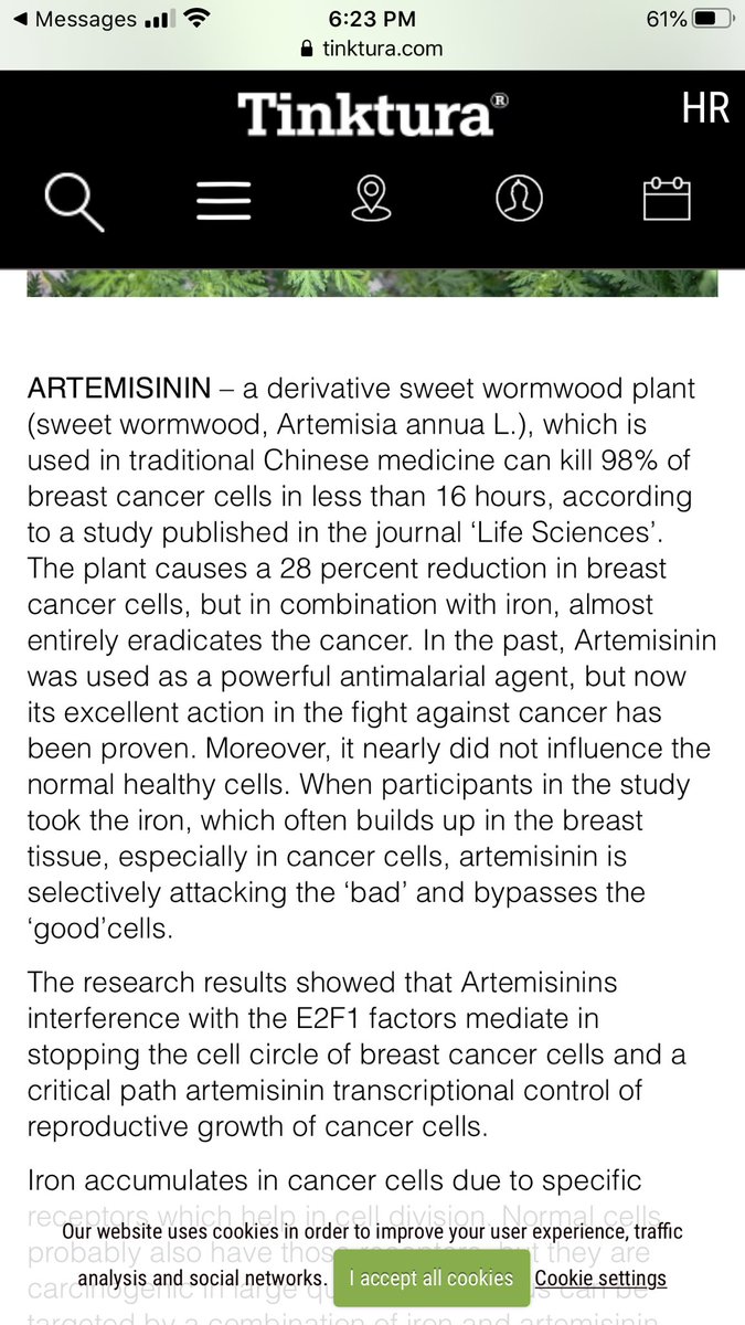 More of a side note: There also seems to be some sort of correlation between blood iron levels, wormwood and cancer...