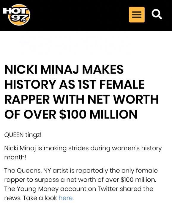 “Pushed past being filthy rich, ask, I trumped them”Not only is Nicki rich, she’s beyond filthy rich amassing a $100M net worth in her career so far. To trump something/someone means to outrank or defeat it usually in a highly public way.