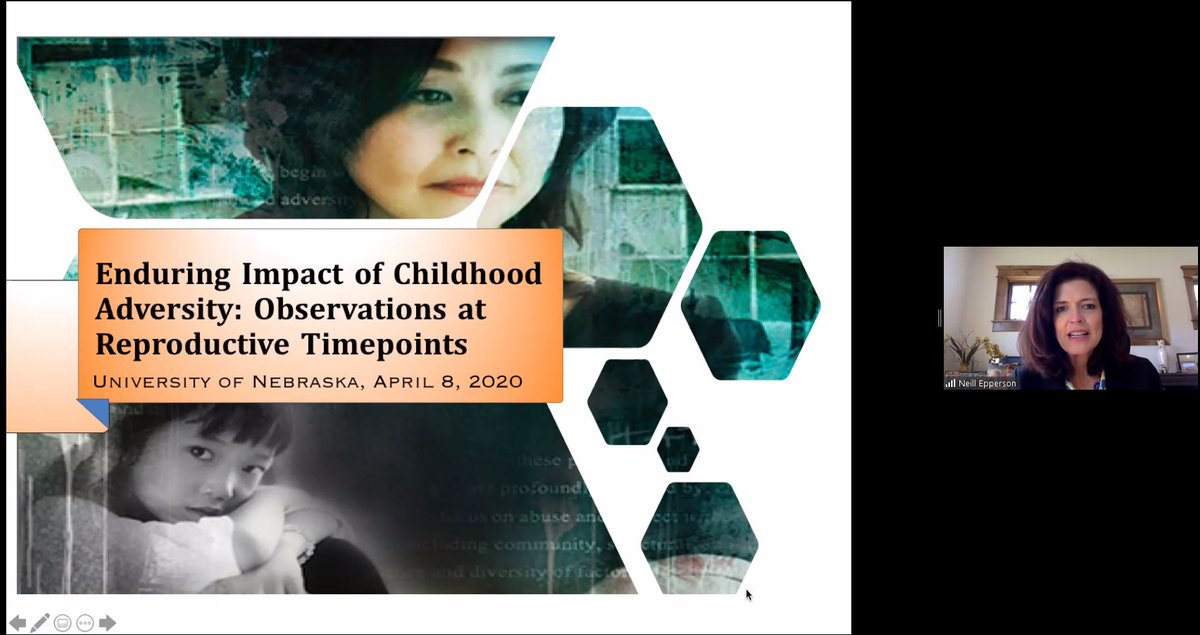 Thrilled to welcome Dr. Neill Epperson, Chair of Psychiatry at  @CUAnschutz, for virtual grand rounds at  @unmcpsychiatry.  "The first 9 months are really critical - not just what happens during pregnancy, but what happened to mom in early life experience and trauma."