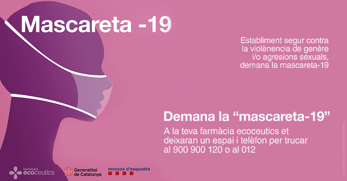 ecoceutics's tweet photo. ⚠️Ens sumem a la iniciativa #Mascareta19! Si ets víctima de violència masclista o coneixes un cas proper, adreça't a la farmàcia i demana la Mascareta-19. Els nostres professionals estan preparats per iniciar un protocol definit per protegir la víctima.

#NoEstasSola #NiUnaMenys https://t.co/MnGkQVrZqQ