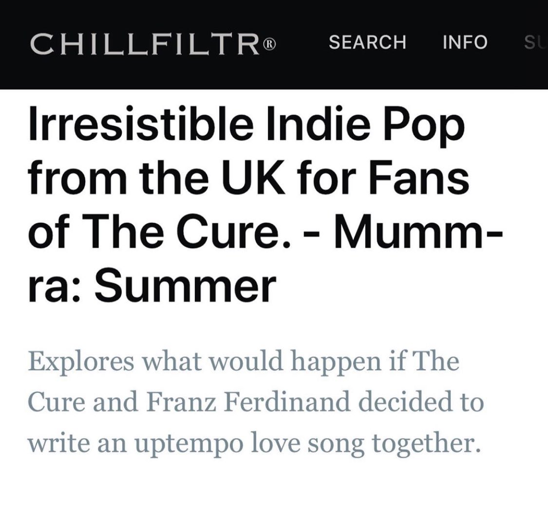 mummraofficial's tweet photo. A cross between The Cure and Franz Ferdinand you say??...yeah we’ll take that! ☺️🙌🏻 Thanks @chillfiltr https://t.co/g9NdMQyp07