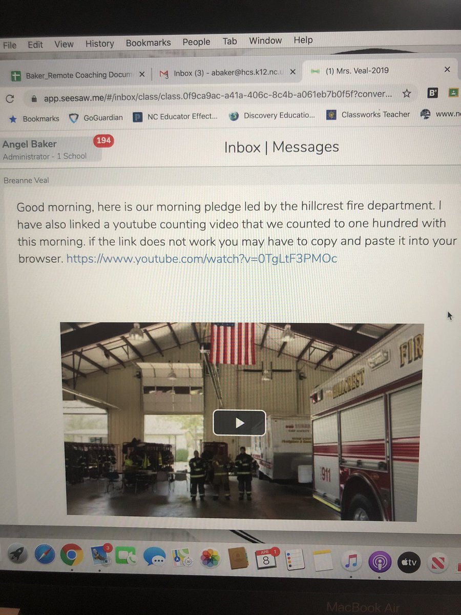 I love how Ms. Veal, one of K teachers, keeps the community involved! Each day an essential personnel recites the Pledge off Allegiance for her students. #RelationshipsMatter #OneTeamOneGoal <a href="/RHPrincipalOC/">𝙎𝙝𝙖𝙬𝙣 𝙊'𝘾𝙤𝙣𝙣𝙤𝙧</a> <a href="/HokeCoSchools/">Hoke County Schools</a>