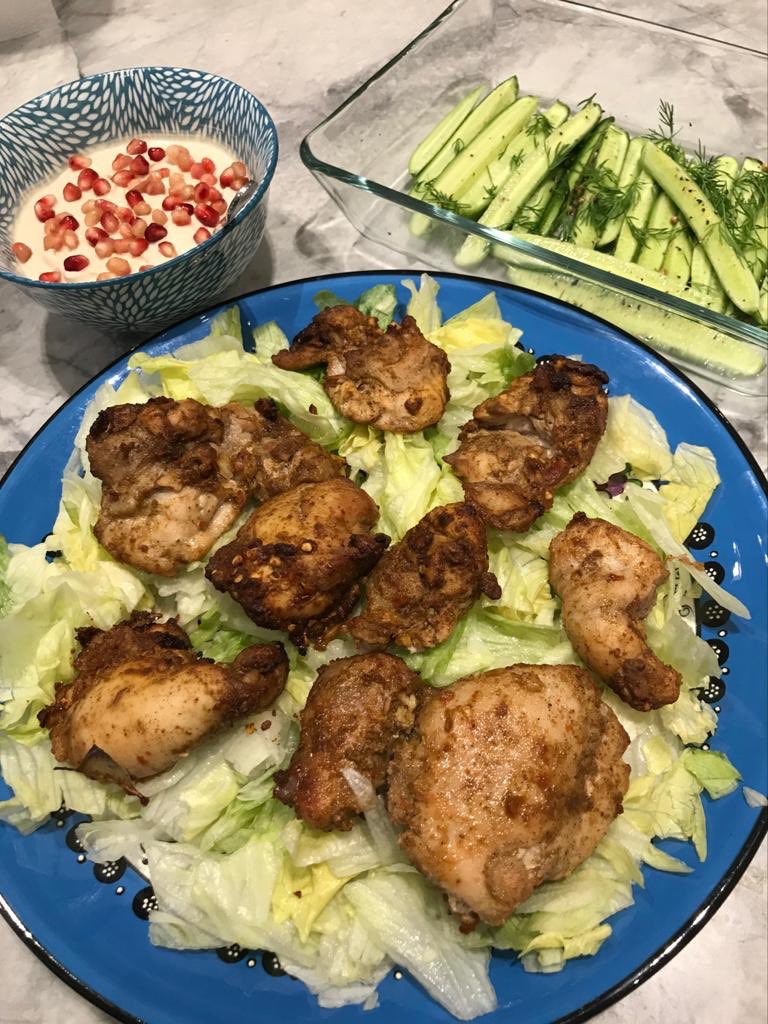 Day 5 of #NINEgella: Oven-cooked Chicken shawarma served with shawarma sauce and Quick Pickles as recommended by <a href="/Nigella_Lawson/">Nigella Lawson</a> in Simply Nigella. Again, this was an easy and flavourful dish to put together and one of my favourite dishes of the #NINEgella challenge.