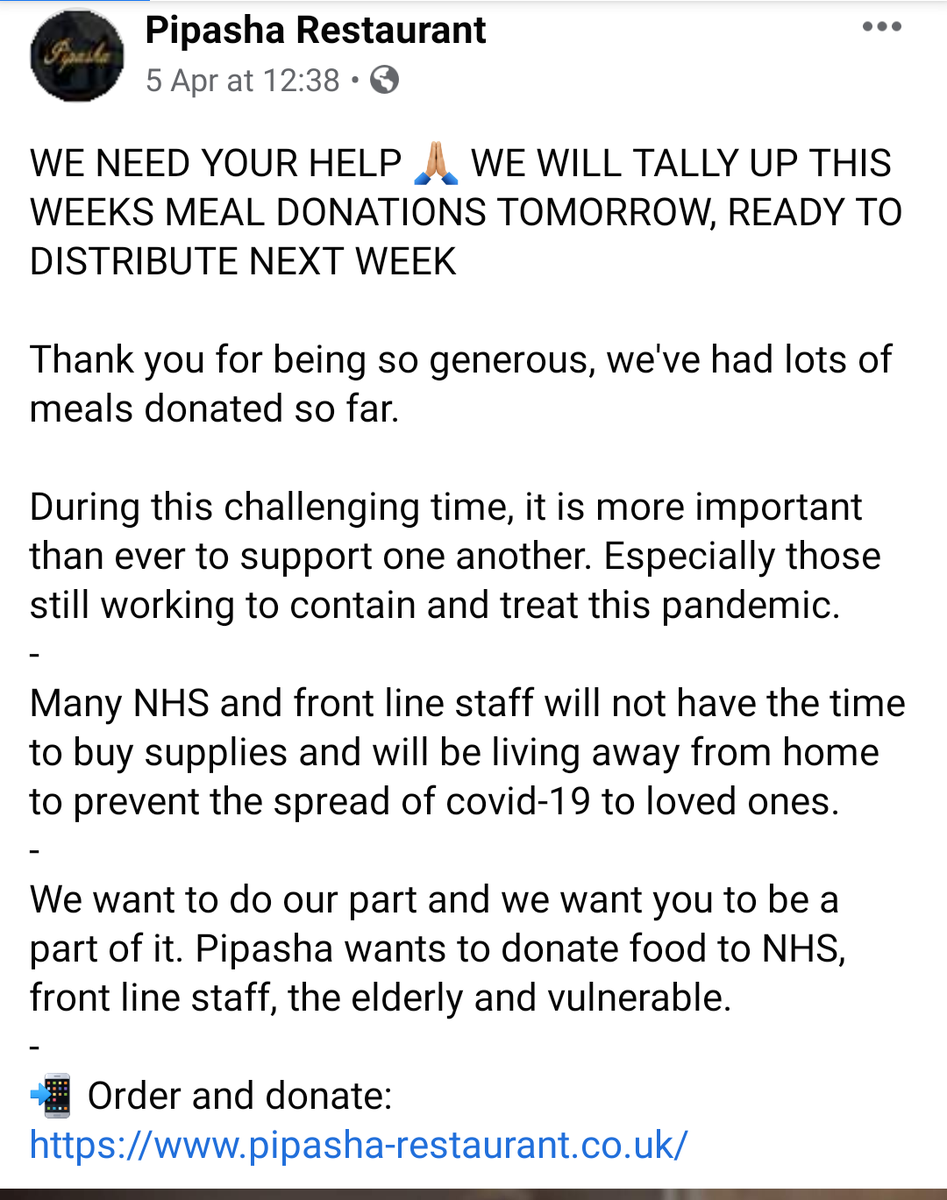 Thank you to everyone who donated 94 meals last week and to Pipasha who are matching all their payitforward meal donations. From Pipasha alone over 180 meals will be delivered this week. #payitforward #cambridge #Takeaway