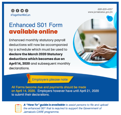 ipsjamaica's tweet photo. IMPORTANT NOTICE!
Do you want to automatically populate and generate your S01 Schedule A template? Let us help you!
Contact @ipsjamaica today, for your software update.
#IPSCares #PayrollMatters #MonthlyRemittance https://t.co/Bw8Kap99S1