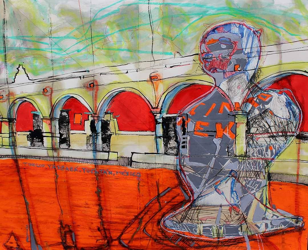 CdarteFalcon's tweet photo. Artist Adrian Jesus Falcon
 "Jacinto Canek -Tiholop,Yaxcaba,Yucatan, Mexico"-2020 Canek was an 18th-century Maya revolutionary  who fought against the spanish in the Yucatan Peninsula.Pencil,pen,charcoal,acrylic on paper
 22 x 27 inches ,55.88 x 68.58 cm
https://t.co/zleqvcmIUt https://t.co/U0XaQZliQy