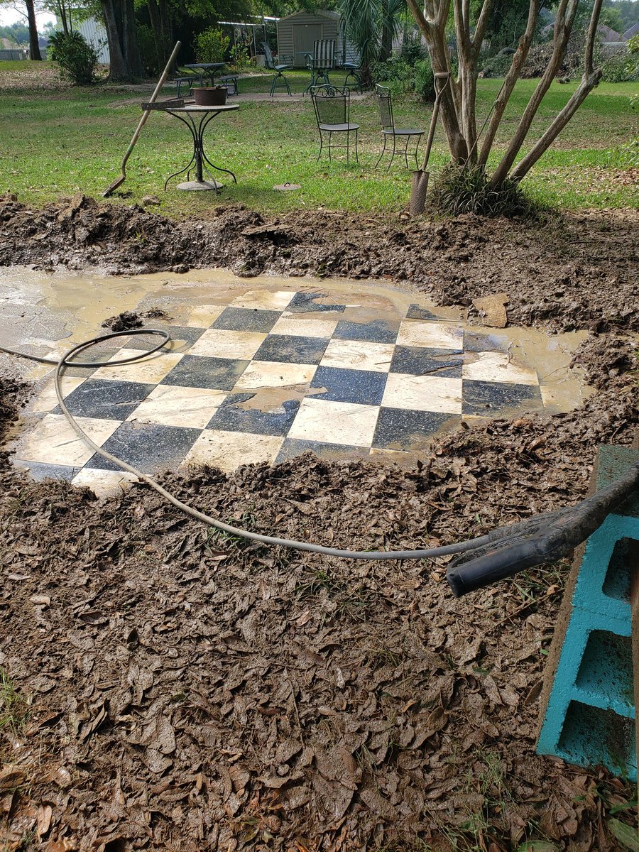 ThreadThe underground floor.I got called out to my pastors house because he though there might be a concrete pad underground so I started digging and many of you know i found a floor.