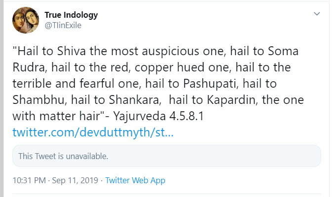 Devdutt: "Shiva is not mentioned in Vedas. Does that make him fictional, as per your research?"The joke is on the people who still buy, still read, still publish this fraud's trash.