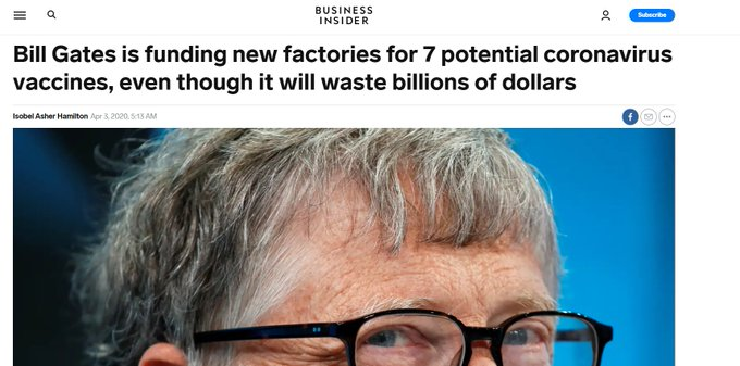 Bill Gates is spending billions.. https://www.businessinsider.com/bill-gates-factories-7-different-vaccines-to-fight-coronavirus-2020-4