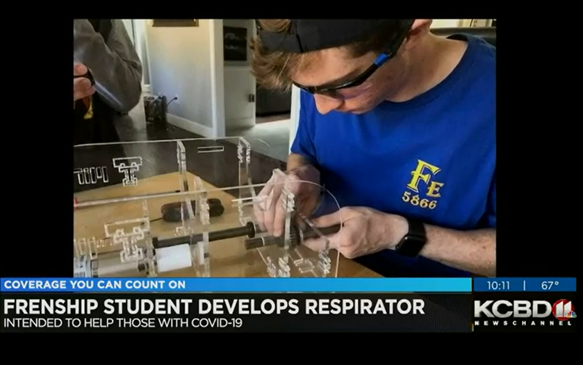 FrenshipISD's tweet photo. Have you seen this? This is what it means to live the #FrenshipWay!!

FHS student Mark Dannemiller is using his engineering skills to help COVID-19 patients.

WATCH the story here: https://t.co/m59frAVl0i https://t.co/HB2WxFRFBc