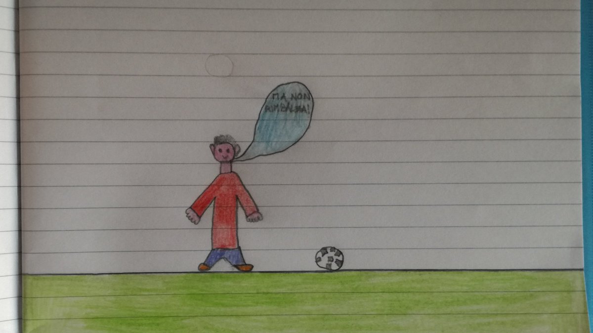 #RodariSocial/5 Samuele C. Un ragazzo di nome Giulio aveva un pallone ma una mattina il pallone non rimbalzava più. Allora cercò se c'era un buco ma niente, così capì che doveva trattarlo meglio perché nella notte il pallone prese una s in più ed era diventato uno "spallone".