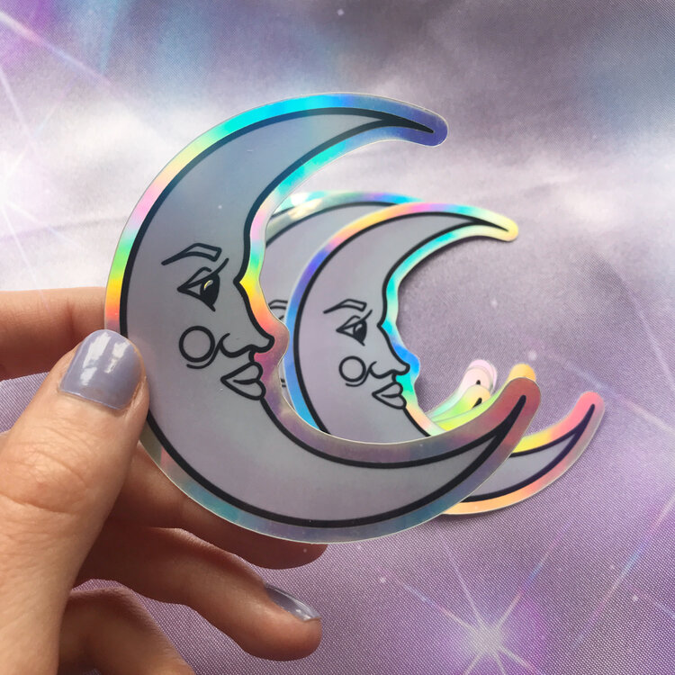 lots more weatherproof holographic sticker options on my site! ✩ https://www.laceandwhimsy.com/the-sticker-shop?category=Holographic+Stickers