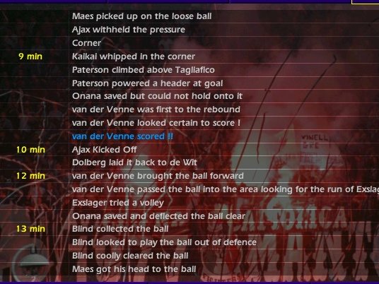 ...Ajax start quick as Dusan Tadic fires them into the league with 2 minutes on the clock.The lead lasts 7 minutes as Andre Onana spills a shot and Richard van der Venne takes full advantage. van der Venne strikes again 13 minutes later to put the home side infront... #CM0102