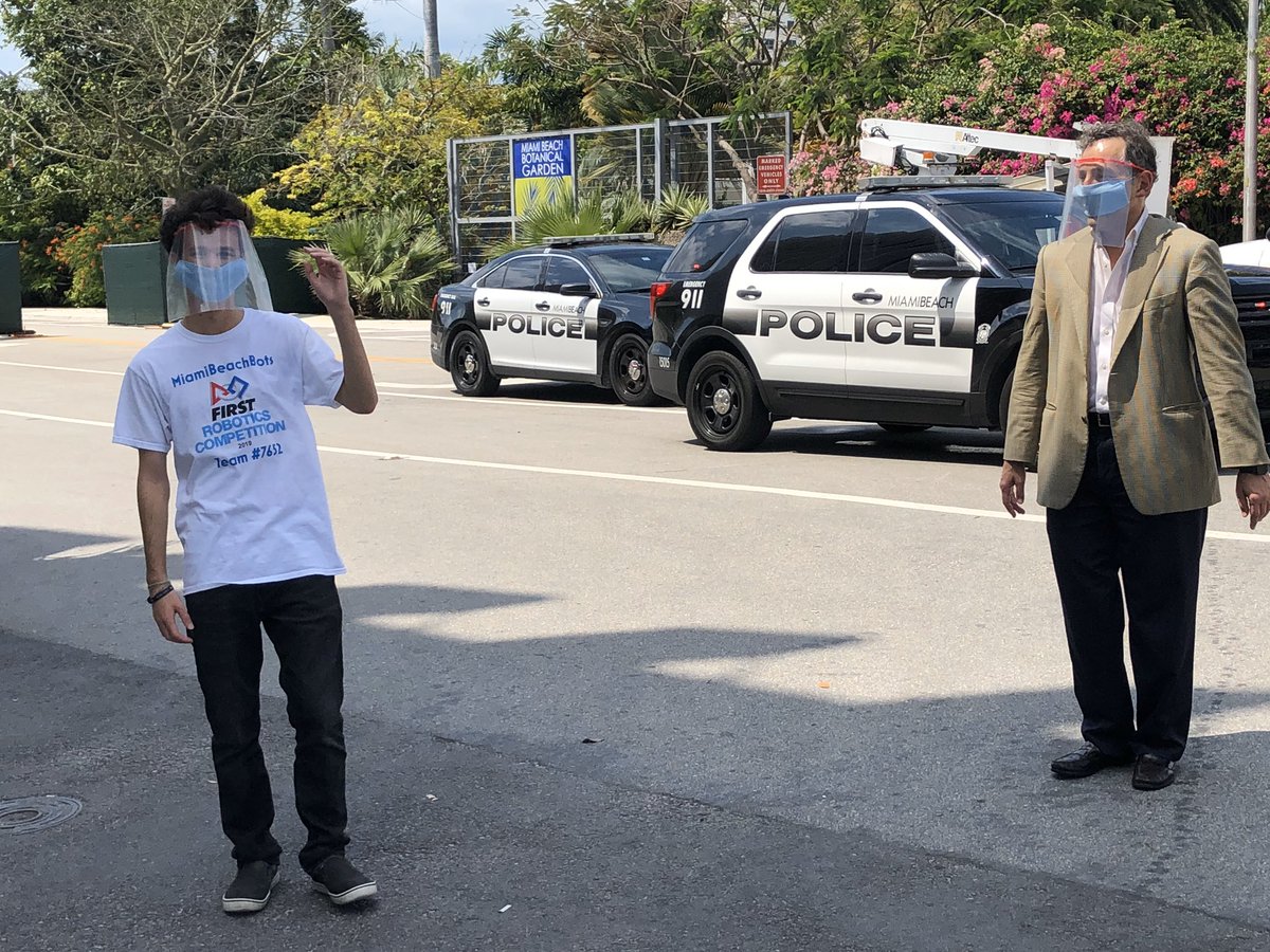 MiamiBeachBots's tweet photo. We have partnered with the City of Miami Beach @MiamiBeachNews to help provide protective gear for those in need during this pandemic. Our team is hard at work, designing and building both hand made and 3D Printed masks and face shields. https://t.co/jOvWHQkWuH