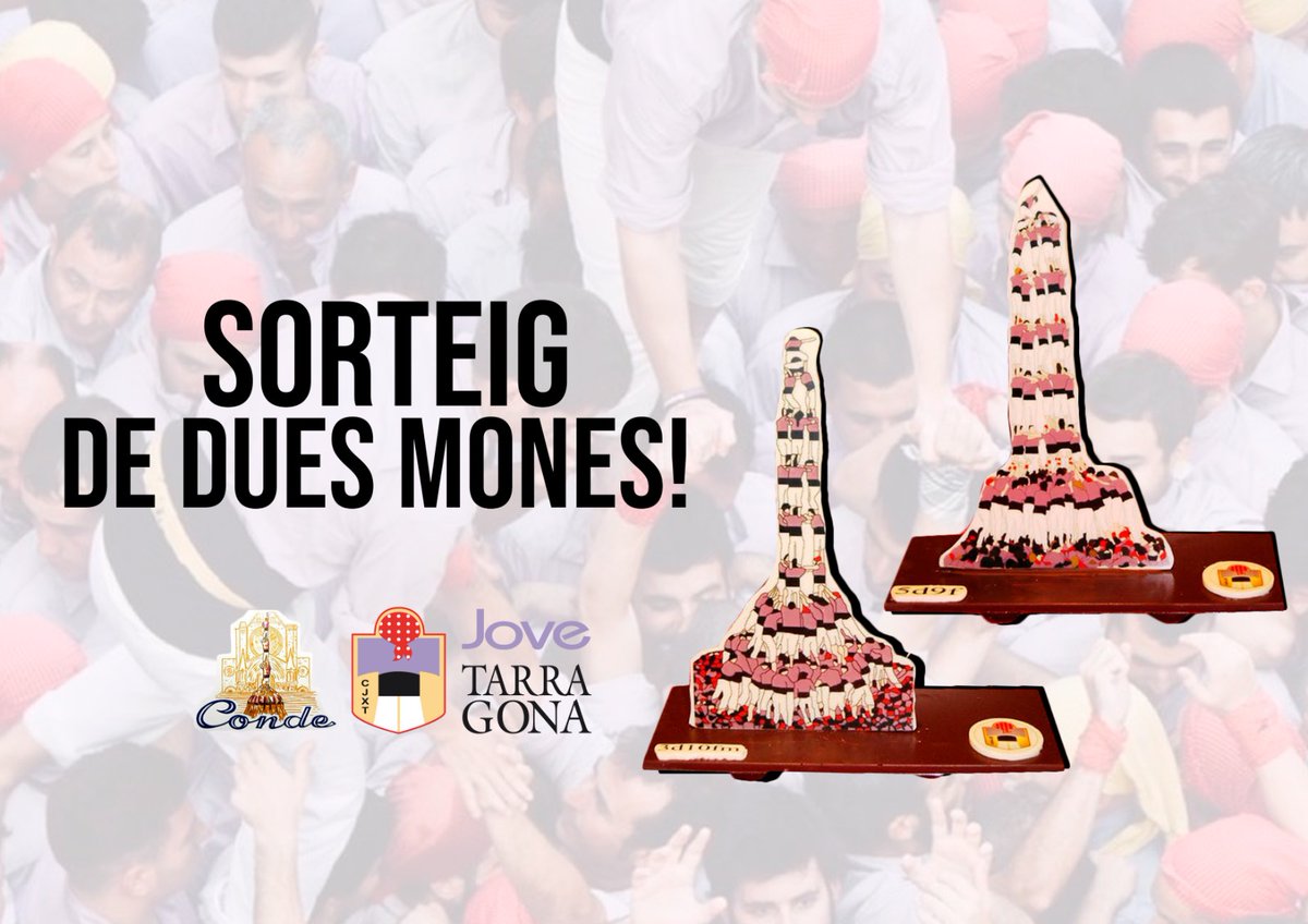 JoveDeTarragona's tweet photo. 🔔 ATENCIÓ! Sortegem 2 mones de xocolata! 🐣🍫

1) Segueix-nos i fes RT
2) Munta un castell amb coses de casa
3) Respon aquí amb una foto

Les dues figures més originals entre les 3 xarxes s'enduran el premi. Teniu fins diumenge a les 23.59h! #castellers #castelleres #LaJoveACasa https://t.co/xP9ZmSXwCU