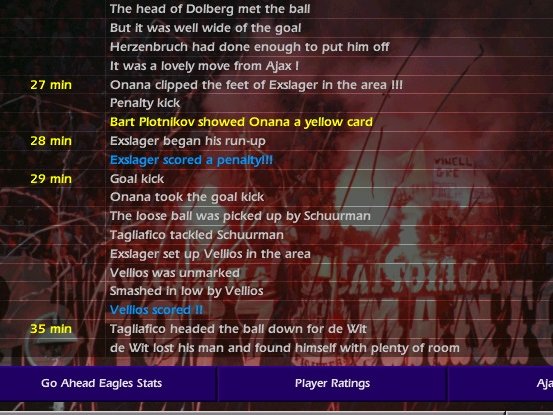 ...The Eagles go 3-1 up as Onana clips the feet of Exslager in the area and is booked. The German striker dusts himself down and despatches the penalty. The home side then take advantage of a poor Onana goal kick and Vellios smashes in their 4th goal of the game. #CM0102