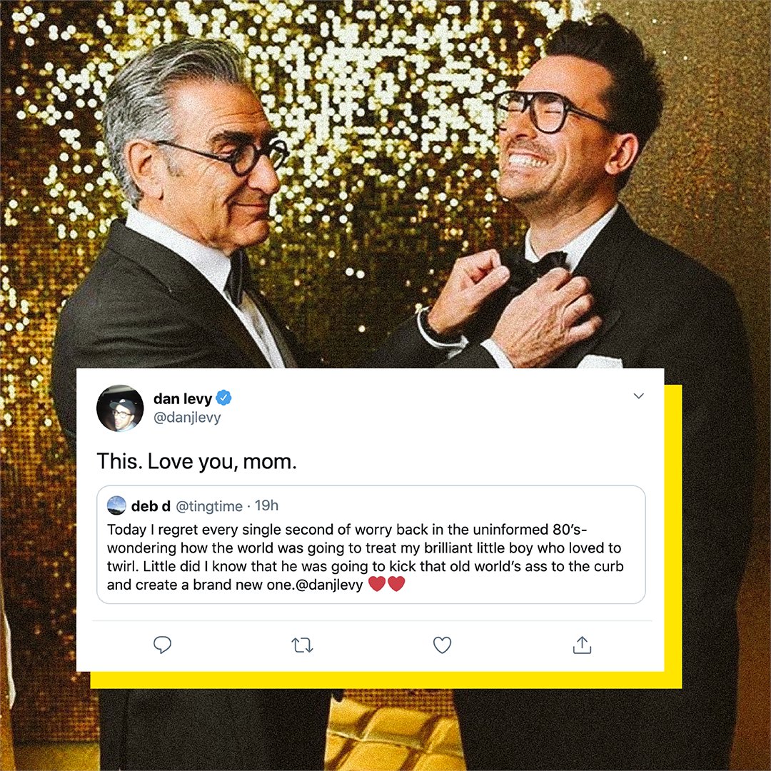 Luminary on Twitter: "Things that made us cry last @danjlevy's mom's tweet. ✓ The #SchittsCreek series ✓ This episode of #CelesteAndHerBest recorded with Dan his final days on set.