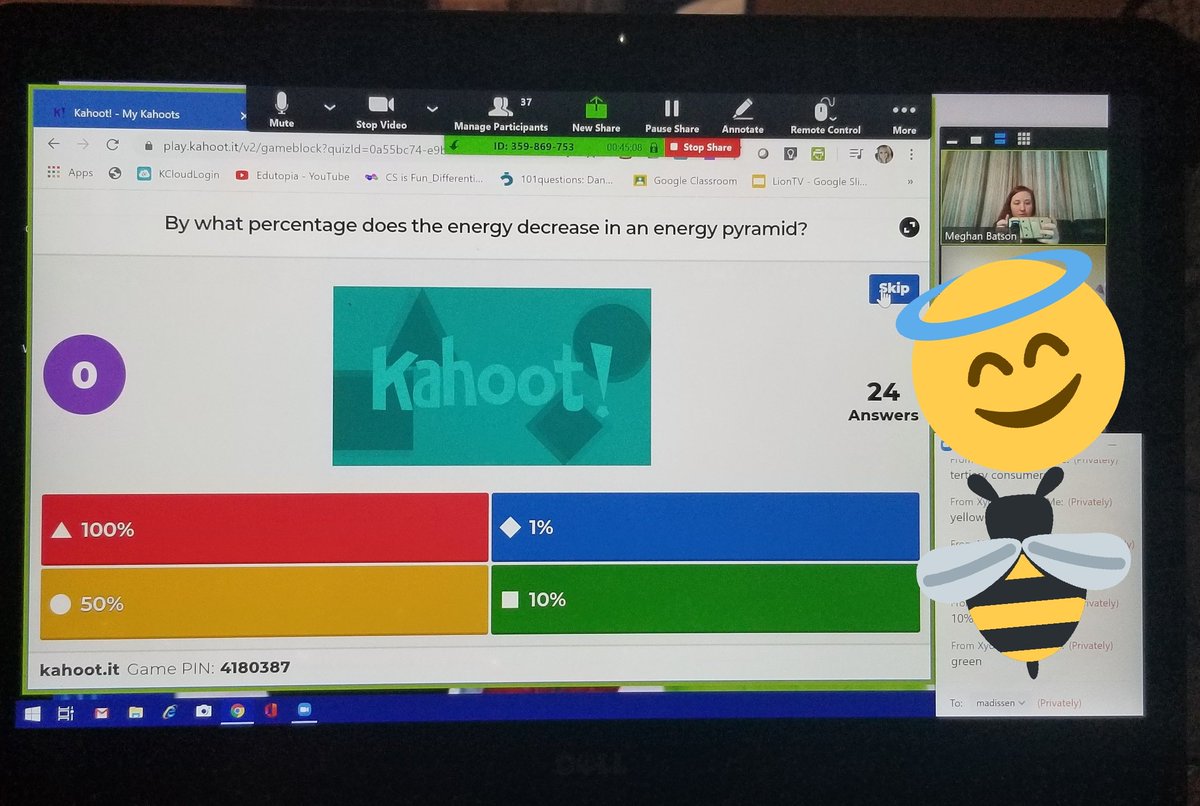 Biblio_Batson's tweet photo. Had a great time today playing Kahoot during our Science Live Zoom meeting!! #vrmsintentional #celebratekisd @KISD_Science https://t.co/hjQydB4vch