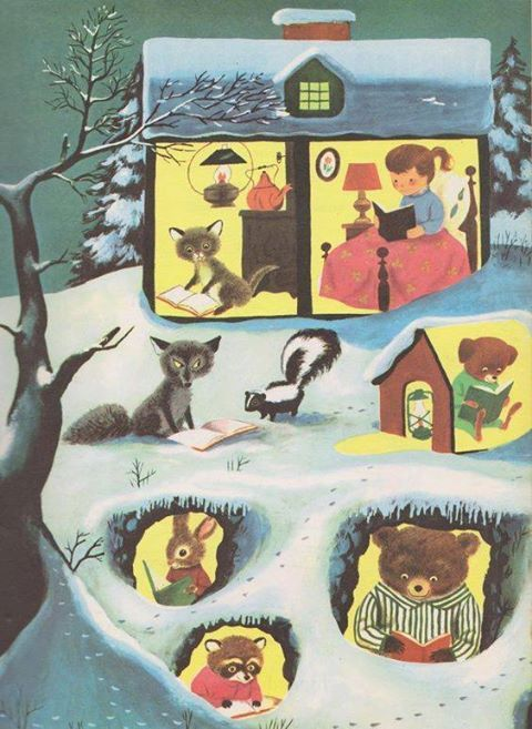This wonderful cosy illustration by Richard Scarry for The Golden Book of 365 Stories