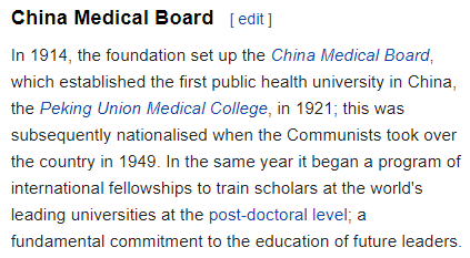 Now to practice medicine, you had to go through a Rockefeller school, adhere to their agenda, and prescribe their approved, patented medicineInterestingly enough, Rockefellers repeated the same tactic abroad in none other than CHINA in 1914Founding the "Peaking College"