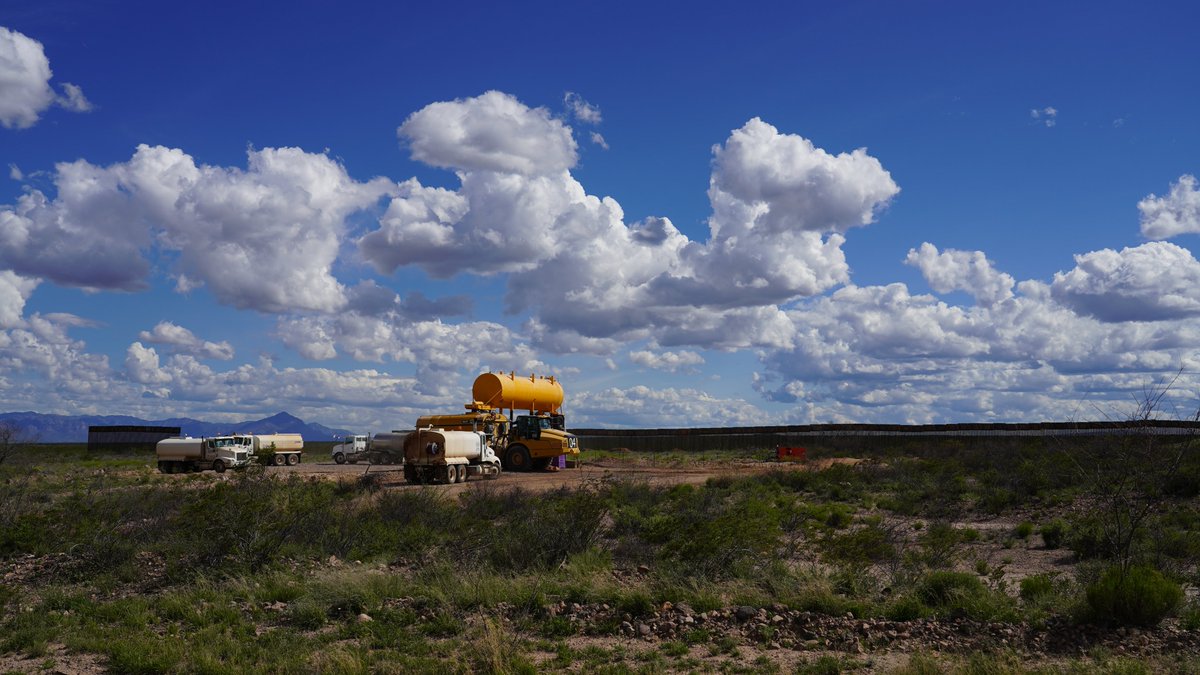 The project requires millions of gallons of water to make the concrete footers for the wall. All of that water is pumped from wells on site, at the edge of a National Wildlife Refuge that houses several endangered fish, frogs & spring snails. /5