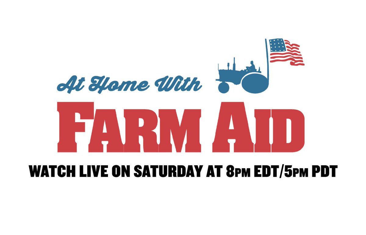FarmAid's tweet photo. At Home With Farm Aid will stream live on Saturday, April 11, hosted by @WillieNelson  and his sons @lukasnelson and @jacmnelson3!

At 8pm EDT / 5pm PDT, watch live performances by Willie Nelson, @NeilYoungNYA, @johnmellencamp &amp; #davematthews! 

https://t.co/QDtQcCpDAK https://t.co/ECWYD675h1