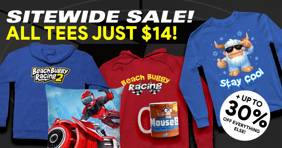 vectorunit's tweet photo. 30% off sale at https://t.co/0en5LlUgkw is on until Friday!
#BBRacing2 #RGPRenegade #BeachBuggyRacing #MouseBot #videogamemerch #videogameswag https://t.co/DlkOsRbcqD