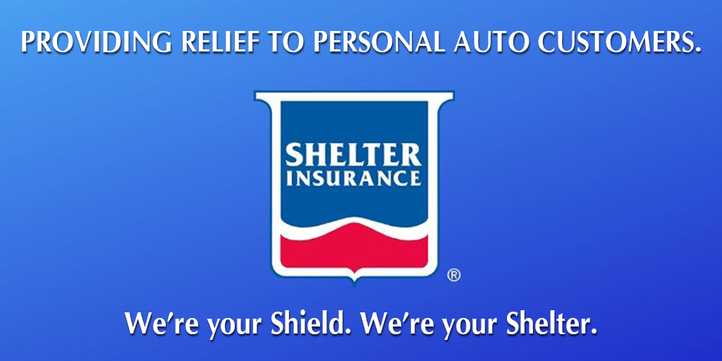 Shelter Insurance® will make a payment to auto policyholders representing approximately 30% of their monthly premium for their personal autos for the months of April and May.  For more info: shelterinsurance.com/aboutshelter/c…