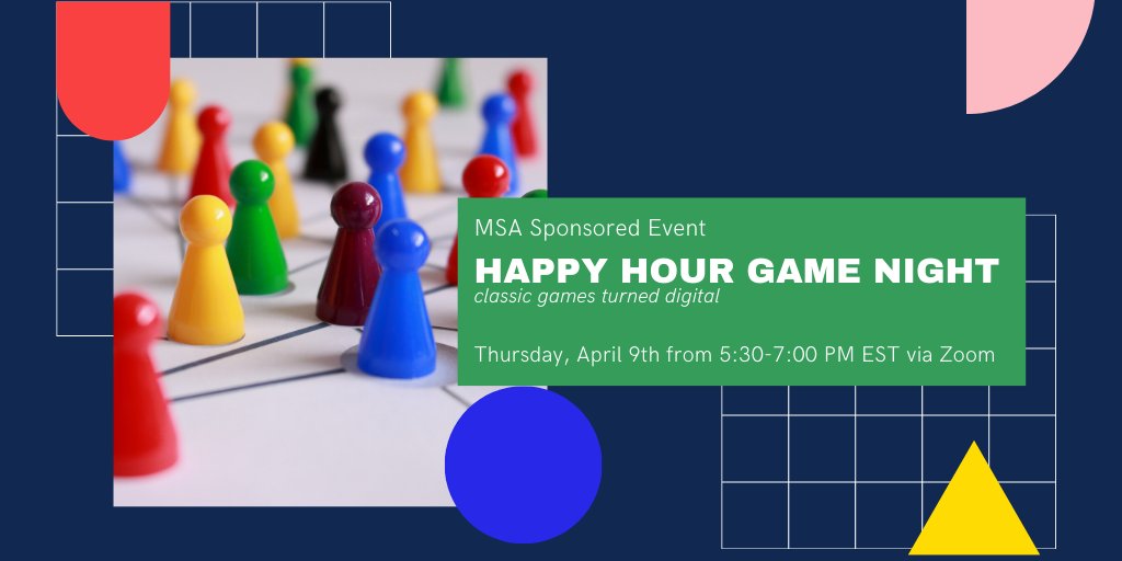 Not sure what to do for the start of Easter break tomorrow? Join MSA for some laughs, virtual games, and time to connect with your fellow McCourters!