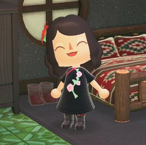 I barely played yesterday, but I'm a sucker for anything black and red. Happy to pick up these big stompy lace-up boots, no wharf roaches on my island! Cheongsam by Lexi, MA-4270-1603-8215.