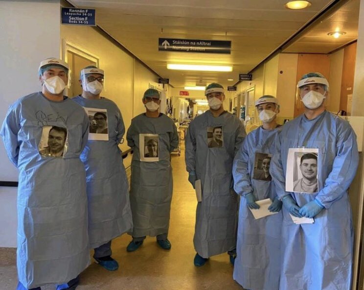 PositivePulseSC's tweet image. This is a brilliant idea @NicolaSturgeon @NHSGGC 💡These Doctors in Beaumont Hospital, Dublin #Ireland 🇮🇪 have put their names and pictures on their PPE so patients can see who is looking after them #Respect 👏 #caringduringcovid19