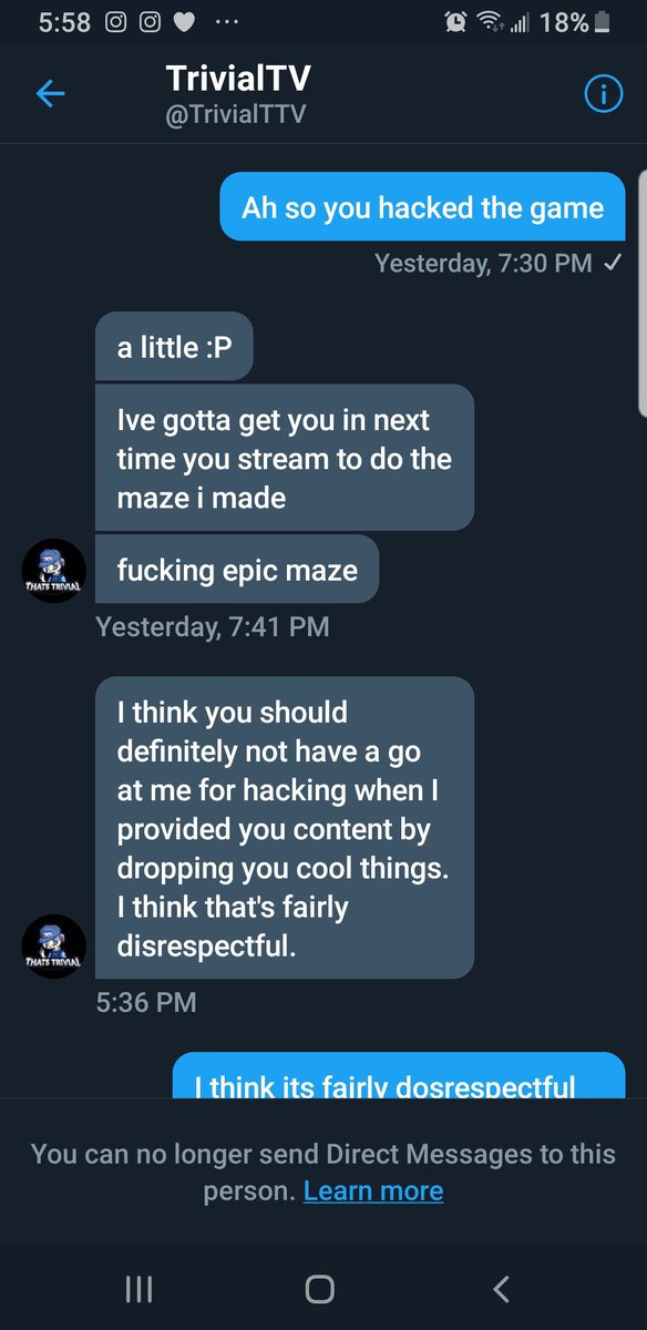 I didnt respond because i dont accept hacking in any way shape or form. I would never put my community and myself at jeopardy.Then he came into my stream asking me to sell at his hacked rate.I said very evenly that no he had hacked i didnt want to.Here are his responses. 4/5