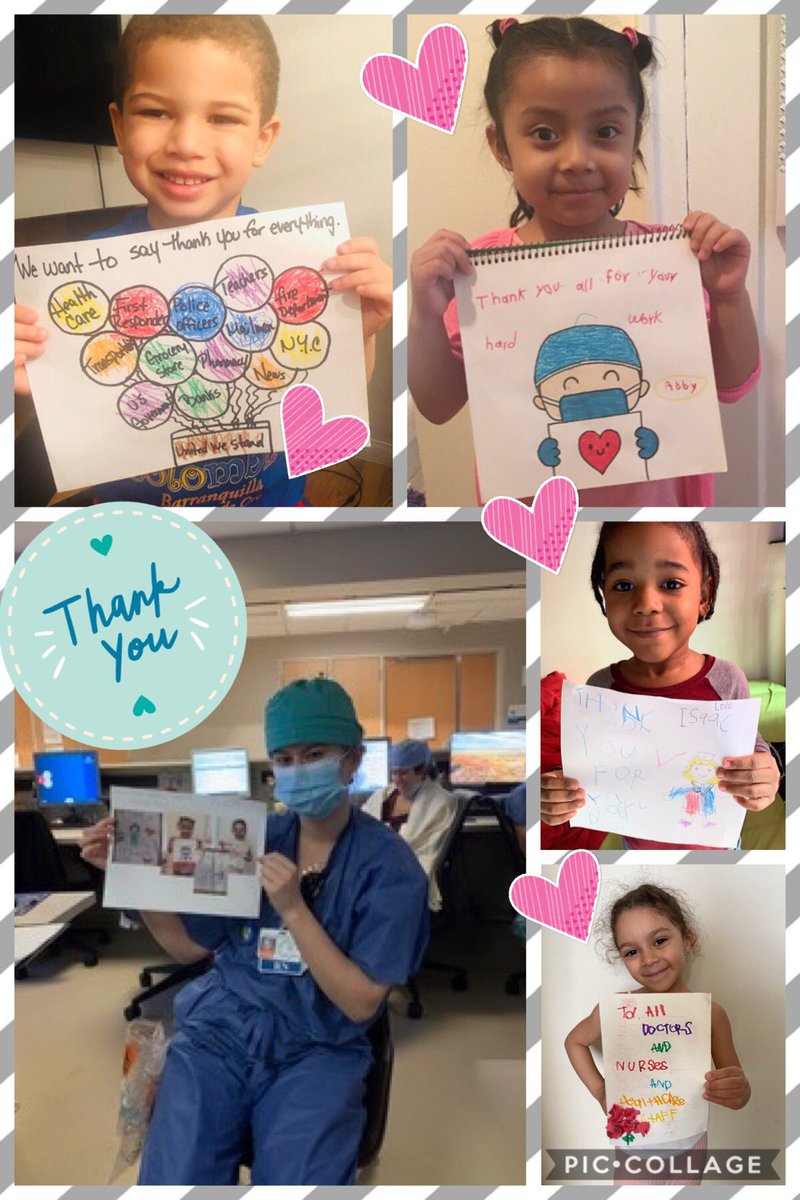 P.S. 209’s Pre-K students created pictures to thank the courageous healthcare workers on the 17th floor at Memorial Sloane Kettering which has been transformed to help patients affected by COVID-19. <a href="/CSD10Bronx/">CSD10</a> <a href="/DOEChancellor/">Chancellor Kamar H. Samuels</a> <a href="/MeishaPorter/">Dr. Meisha Porter</a>