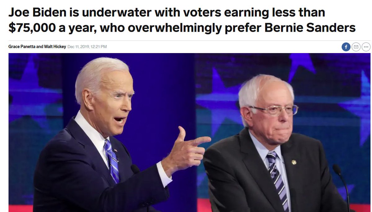 oh yeah and in case you didn't put it together it is amenable to the interests of the DNC to suppress voter turnout, as it ensures that the voter turnout will be primarily those of higher income & class status, who incidentally are Biden's base https://www.businessinsider.com/biden-underwater-with-voters-making-less-than-75k-prefer-sanders-2019-12