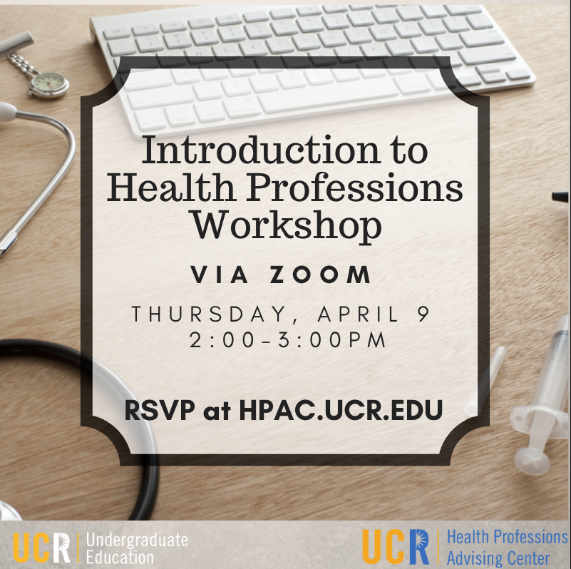 Hey Highlanders! 🐻
Wanting to pursue a pre-health career but unsure where to begin? ⚕️ Considering attending HPAC's Introduction to Health Professions Workshop tomorrow, April 9th from 2-3PM, via Zoom! RSVP on hpac.ucr.edu 💛💙
#HPACUCR #UCRStudentEngagement