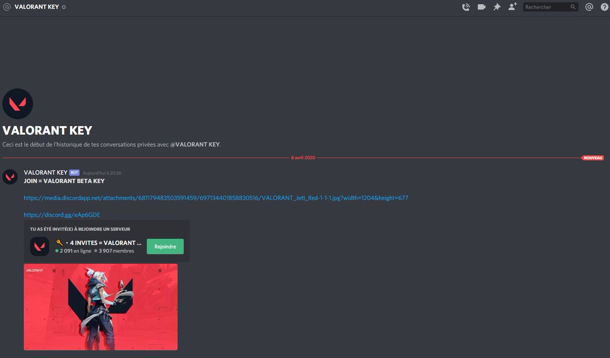 AlexVLutgardis's tweet photo. Hey @PlayVALORANT    I just got this key offer from a bot on Discord. Is it a scam? https://t.co/iqDPCvw7Jp