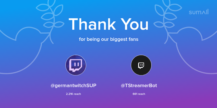 JulibriX's tweet photo. Our biggest fans this week: germantwitchSUP, TStreamerBot. Thank you! via https://t.co/OY5Xsby3DD https://t.co/B1XmOaXtam