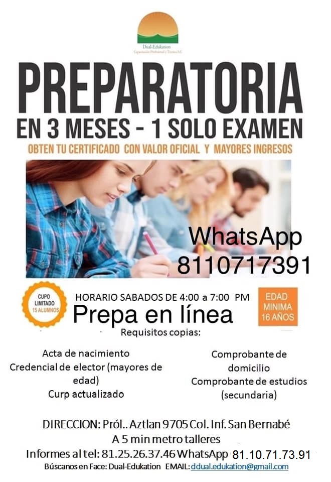 prepa en linea informes al whatsApp 8110717391