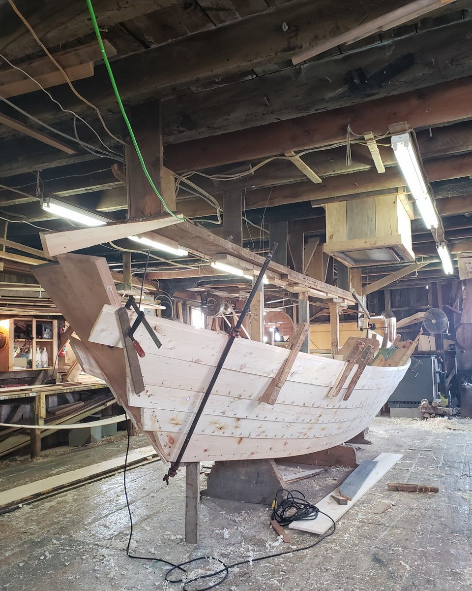 Sharing with you all another photo of the progress of this beautiful Seine Dory! We can't wait to see her out on the water this summer. 
•
•
•
#lunenburg #dory #woodenboat #seine #seinedory #dorybuilder #doryshop #boatbuilding