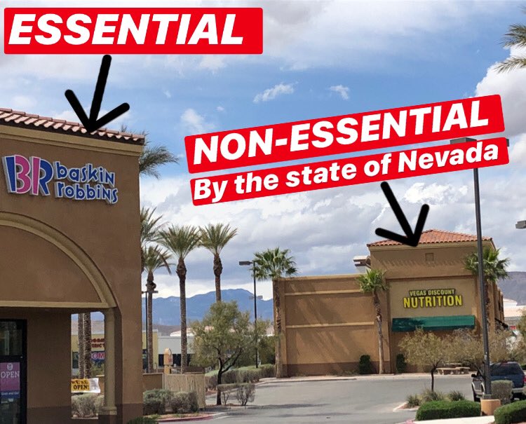 Supp_Life's tweet photo. @GovSisolak @SteveSisolak @NPANational @FOX5Vegas @News3LV @News3LV #Nevada is the only state to shut down NUTRITION STORES. They are ESSENTIAL to our health and well-being!! Governor PLEASE open our stores!!! I want vitamins not Ice Cream! #nevada #COVIDー19 https://t.co/nEF6F4SV7N