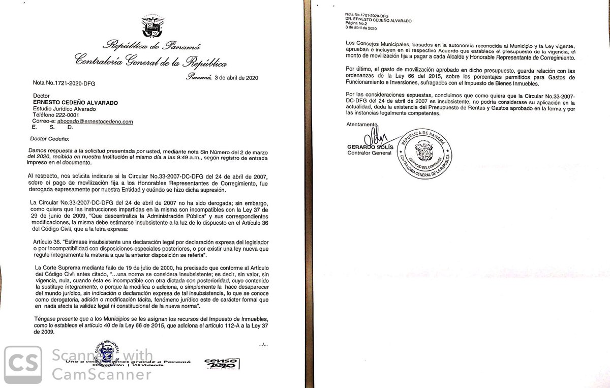 La Contraloría no objetara, los gastos de movilización fijo, que reciben hoy en día, los alcaldes y representantes de corregimientos. Prefiero no opinar nada.