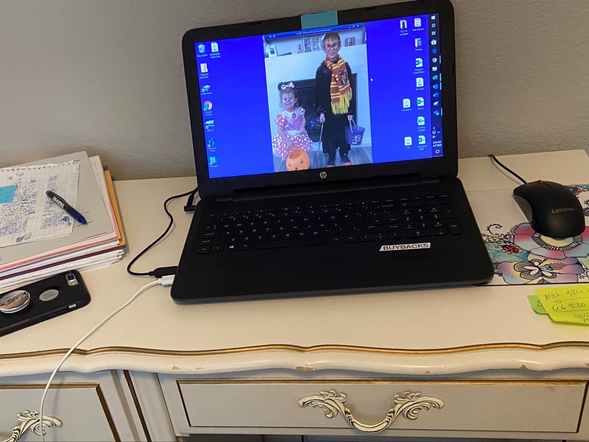CSU_Bookstore's tweet photo. We're sharing how the @CSU_Bookstore team is running the store while we #StateAtHome.
This desk belongs to Rebecca in our Course Materials Department. She is adding adoption info into our system so we can order course materials for Summer and Fall 2020! https://t.co/SUszjJ8SDx