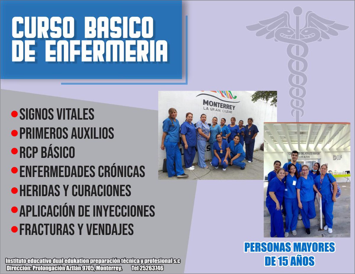 curso de enfermeria basica animate iniciamos el 2 de mayo sanado de 9  12 o de 1 a 4 mayores informes al 81.10.71.73.91