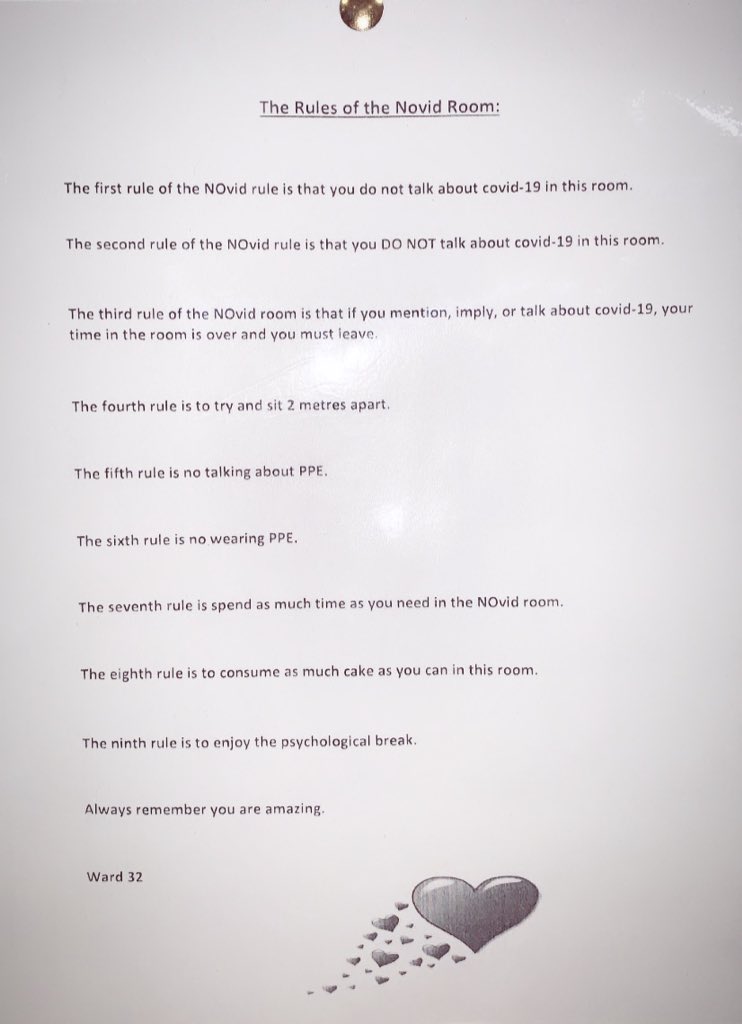 Our staff room has been renamed the Novid room and I absolutely love it! Fab idea from one of our deputy ward sister’s @jenb1933! #ward32 #teamcardio #wuth #wuthstaff #NHSworkers #NHSCovidHeroes
