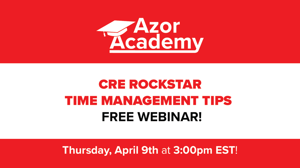 Bethazor1's tweet photo. Don't miss tomorrow's webinar!!

CRE Rockstar Time Management Tips!

Sign up for updates and call-in info here 🔻
https://t.co/2HNxox3sQm

#commercialrealestate #timemanagement #leasingagenttips #shoppingcentersandretail #cre #timemanagementtips #workfromhome #freewebinars https://t.co/bpfjCAygQm
