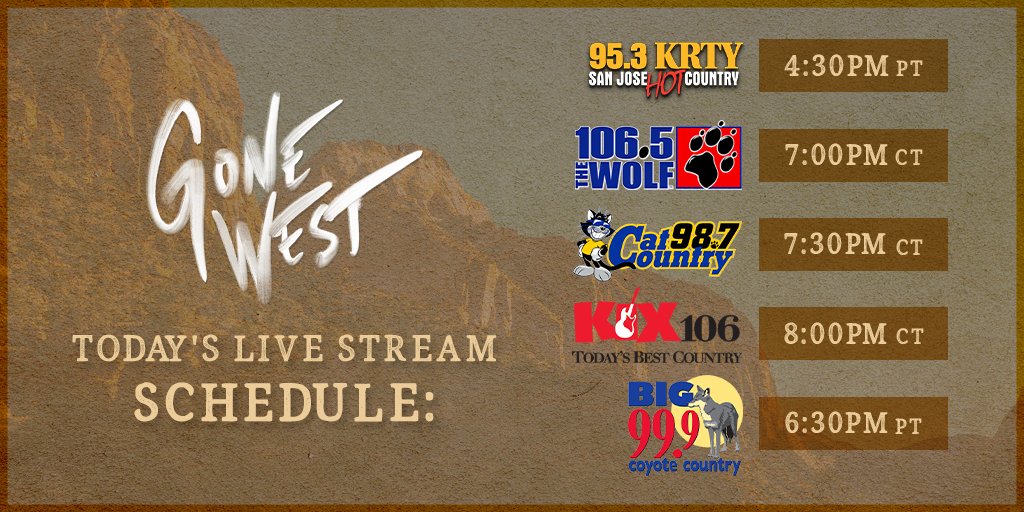IveGoneWest's tweet photo. We have an incredible line up of live streams tonight with our friends at radio. Chatting about our upcoming album release and singing some new tunes. Make sure to tune in! 💛 https://t.co/ygdIcfpR64