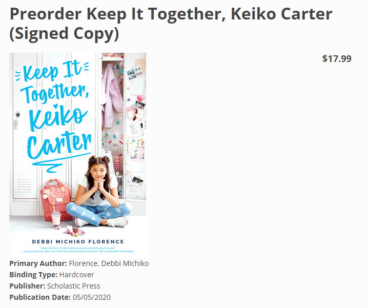 A fourth reason to pre-order a book is because you might be eligible for some type of bonus like a signed copy or some swag.For example, at  @bsb_savoy you can get  @DebbiMichiko's upcoming KEEP IT TOGETHER, KEIKO CARTER signed if you pre-order here:  https://www.banksquarebooks.com/keiko-carter 9/18